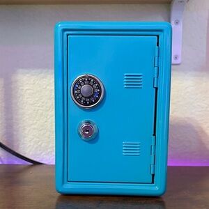 Bright Turquoise Small Metal Safe with Combination Dial
